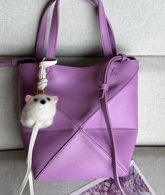 Loewe Puzzle Fold Mini Pink Leather Handbag 1763