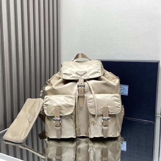 Prada Saffiano Trimmed Nylon Backpack With Detachable Pouch 1BZ811