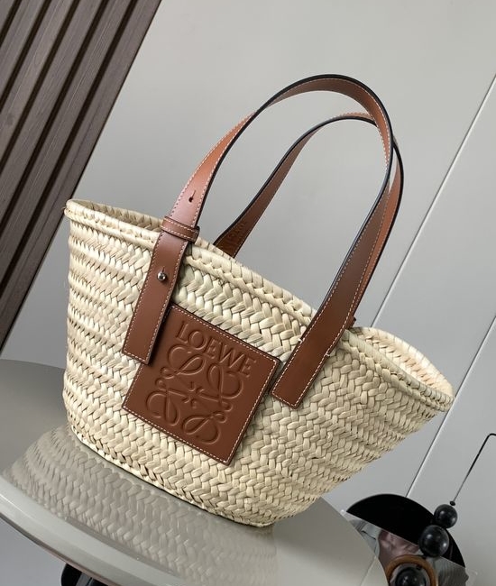 Loewe Basket Palm Leaf Leather Tote 8004