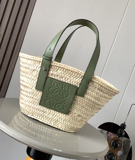 Loewe Basket Palm Leaf Leather Handbag 8004