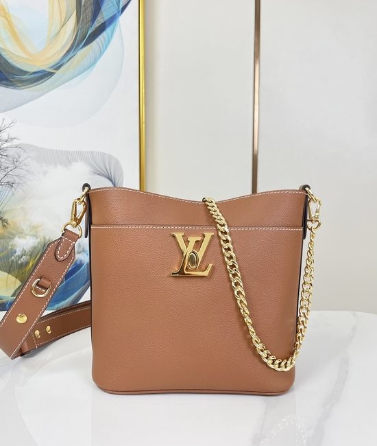 Louis Vuitton LV Lock and Walk Leather Chain Bucket Bag M24165
