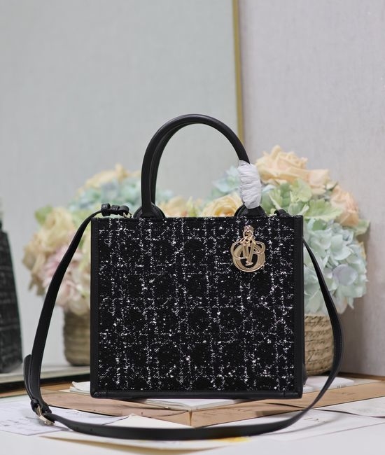 Christian Dior CD Mini Book Tote Tweed Spliced Tote Bag 1265