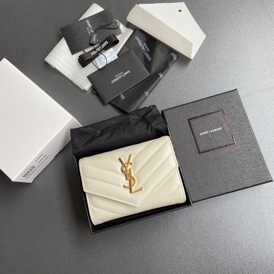 Yves Saint Laurent YSL Matelasse Grain Leather Envelope Wallet 414404