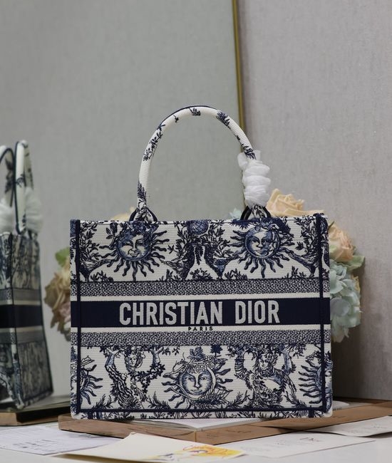 Christian Dior CD Book Tote Shopping Bag Bayadere Pattern 1286