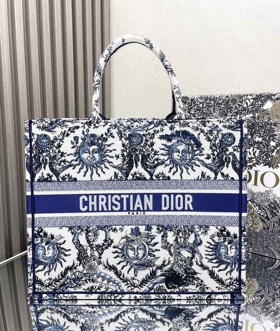 Christian Dior CD Book Tote Blue Sun Constellation Large 5640