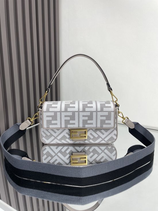 Fendi Baguette Embroidery Wide Strap Flap Bag 0159A