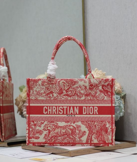 Christian Dior CD Book Tote Embroidered Medium Handbag 1286