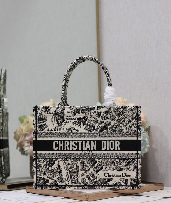 Christian Dior CD Book Tote Embroidery Medium 1286