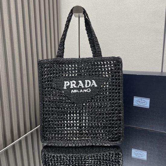 Prada Raffia Structured Tote Bag 1BG393