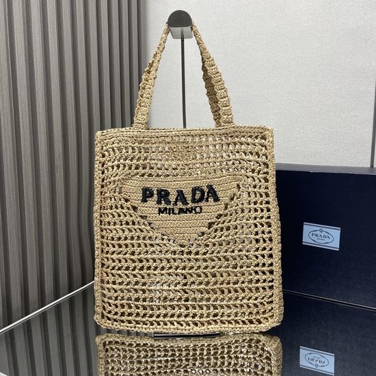 Prada Raffia Structured Tote Bag 1BG393