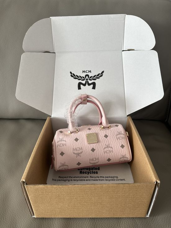 MCM Mini Boston Pillow Coated Canvas Bag 65012