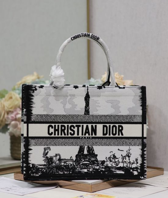 Christian Dior CD Book Tote Embroidery Handbag 1286