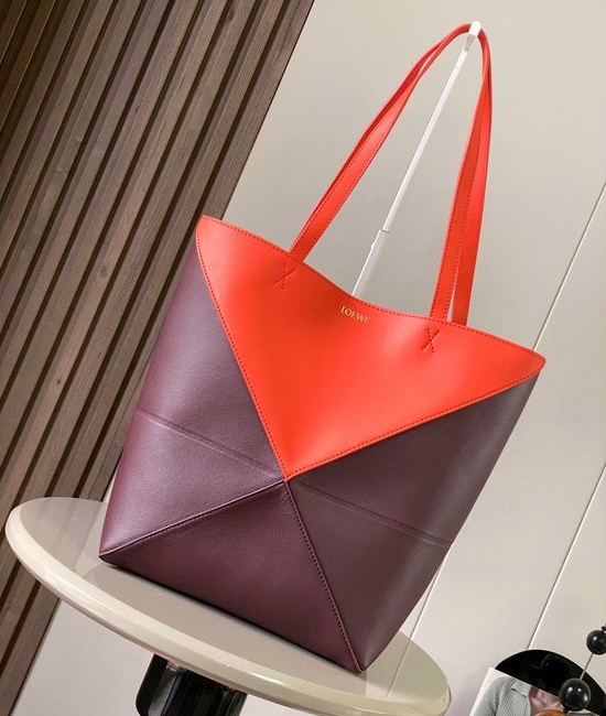 Loewe Puzzle Fold Bright Leather Orange Tote 9029