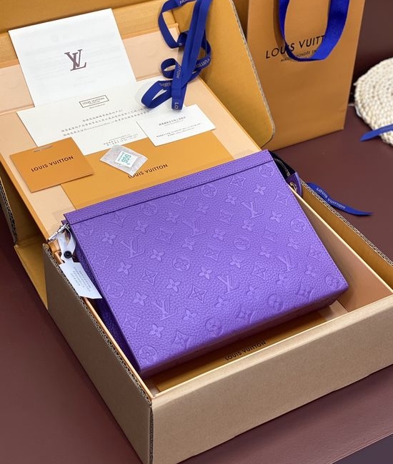 Louis Vuitton LV Pochette Voyage Purple Embossed Clutch M61692