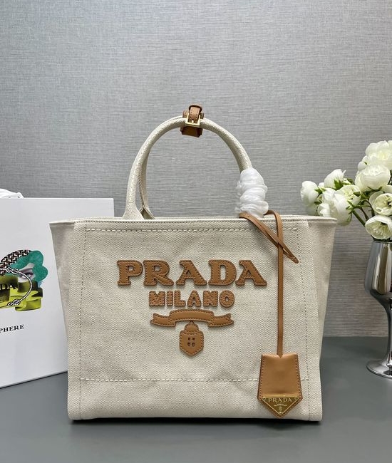 Prada Canvas Linen Handbag 1BG474