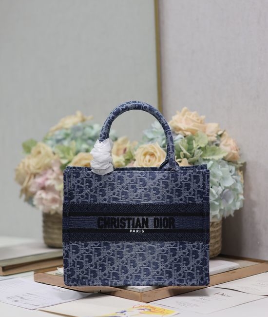 Christian Dior CD Mini Book Tote Denim Blue Handbag 1265/1286