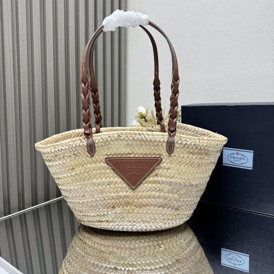 Prada Raffia Woven Basket Bag 1BG314