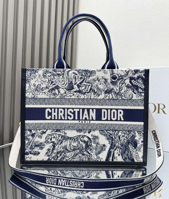 Christian Dior CD Book Tote Embroidered Medium Handbag
