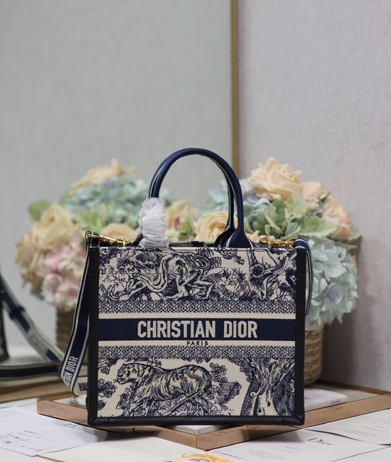 Christian Dior CD Mini Book Tote Embroidered Shoulder Bag 1265 1286