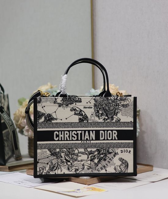 Christian Dior CD Book Tote Embroidered Medium 1286