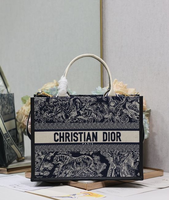 Christian Dior CD Book Tote Embroidered Medium Handbag 1286