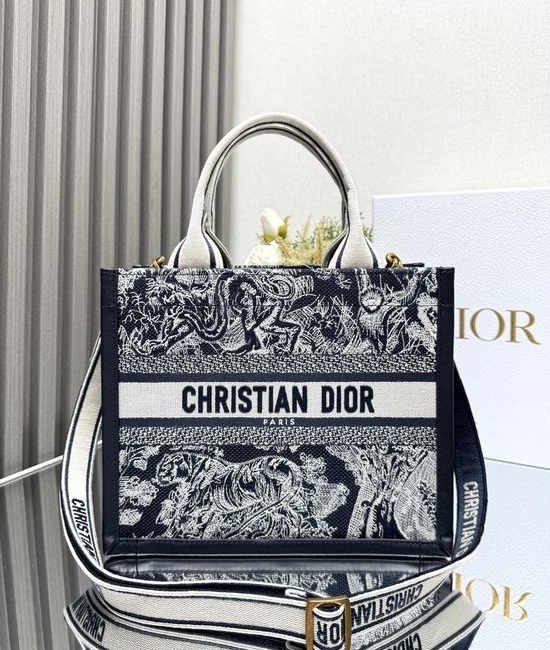 Christian Dior CD Mini Book Tote New Blue Tiger 7002