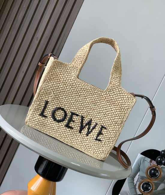 Loewe Font Tote Woven Raffia Small Handbag 8021