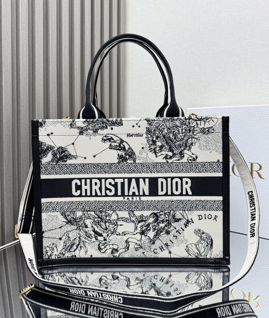 Christian Dior CD Book Tote Embroidered Handbag 1286