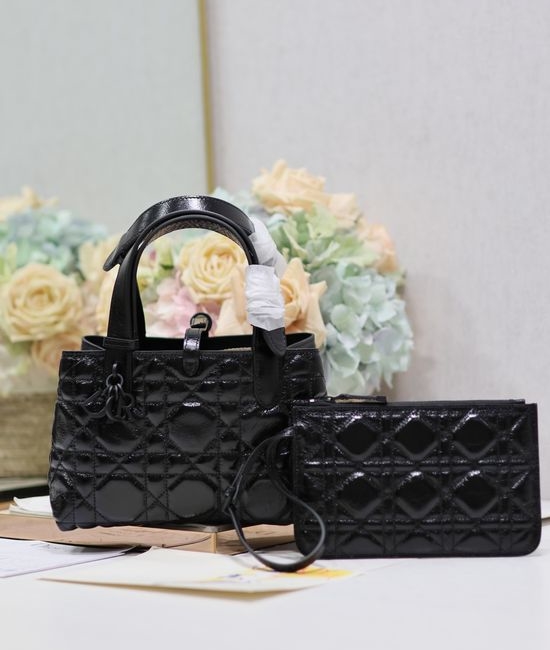 Christian Dior CD Toujours Black Waxed Leather Handbag 1188