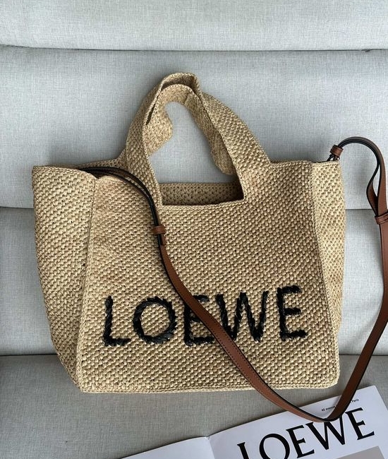 Loewe Font Raffia Tote Crossbody Bag 0018