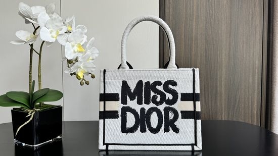 Christian Dior CD Book Tote Embroidered Pattern Handbag 8002