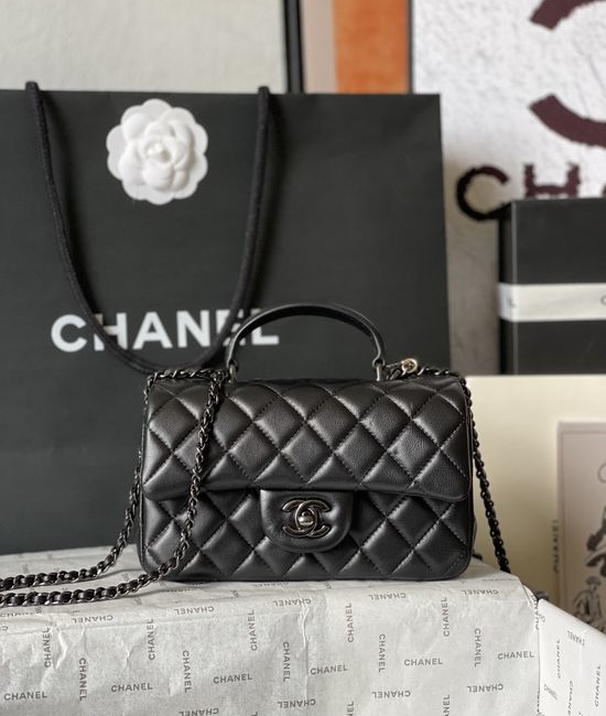 Chanel Classic Flap Lambskin Top Handle Bag AS2431