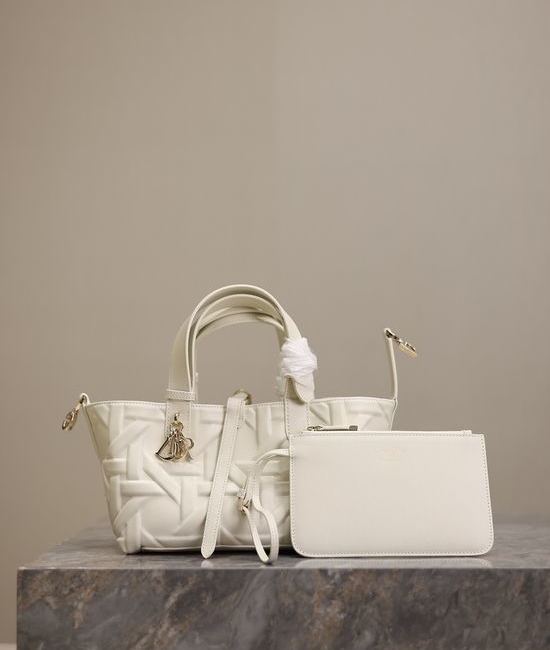 Christian Dior CD Toujours White Quilted Handbag 1188