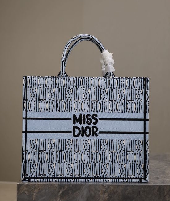 Christian Dior CD Book Tote Large Light Blue 1286