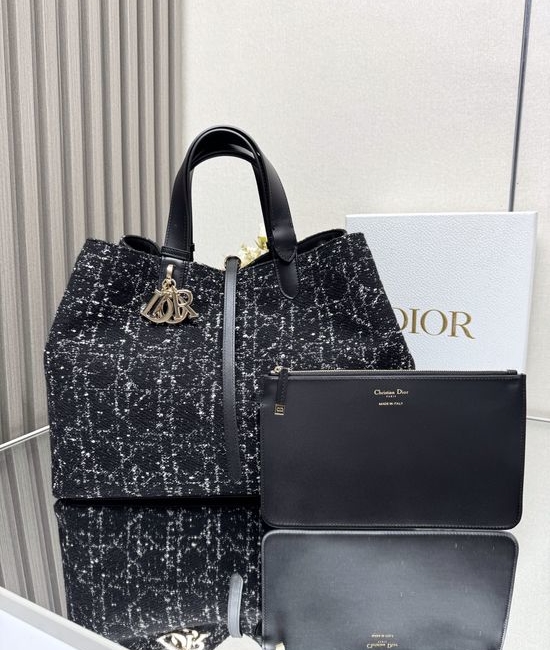 Christian Dior CD Toujours Large Tweed Handbag 2820