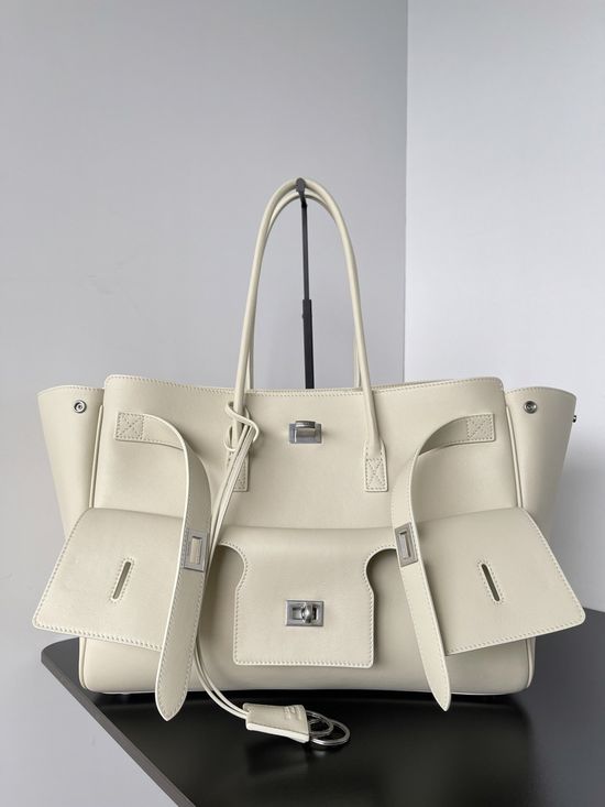 Balenciaga Bel Air Medium White Silver Handbag 805481