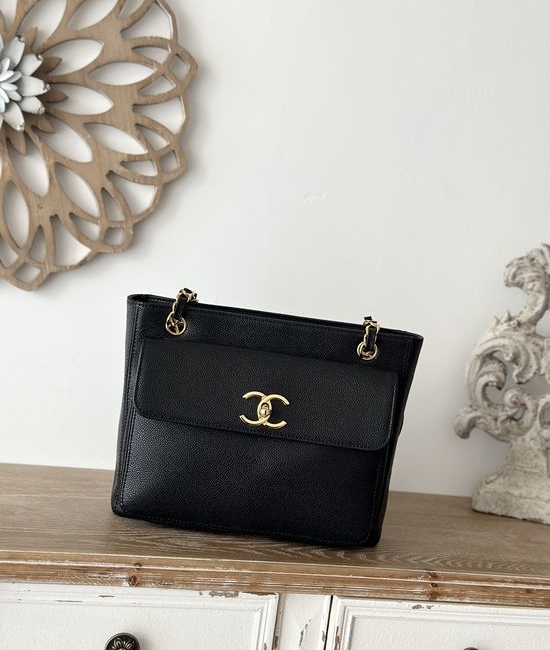 Chanel Vintage Shopping Bag Caviar Leather Tote A2214
