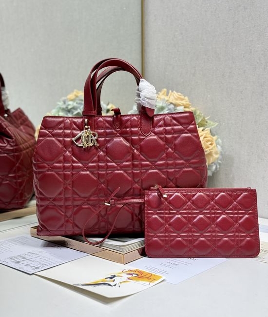 Christian Dior CD Toujours Large Burgundy Leather Handbag 1188