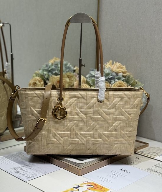 Christian Dior CD Toujours Small Handbag with Raffia Top 1166