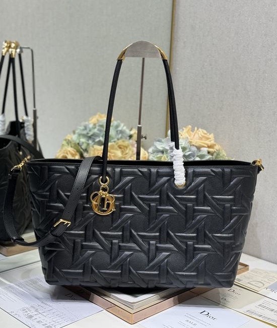 Christian Dior CD Toujours Large Handbag Black Diamond Press 1166