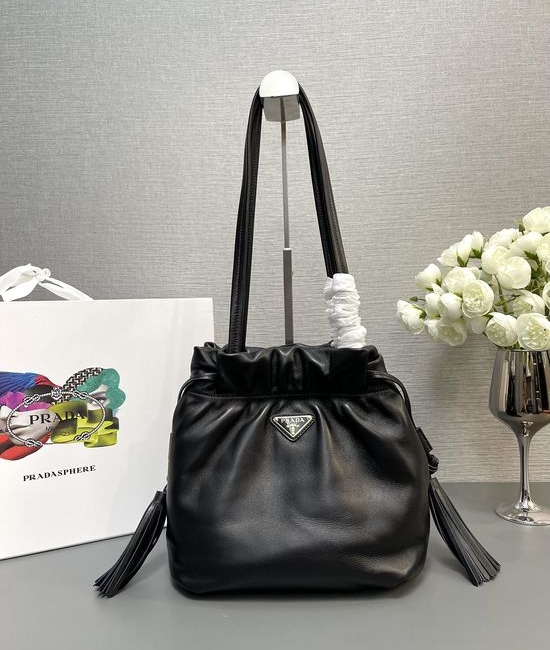 Prada Drawstring Lambskin Bucket Bag 1BG541