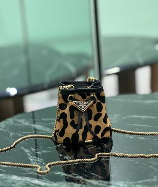 Prada Mini Bucket Bag with Leopard Print 1NR016