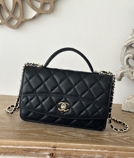 Chanel Grained Calfskin Chain Crossbody Bag 66001