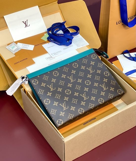 Louis Vuitton LV Pochette Voyage Green Monogram Macassar Handbag M12820