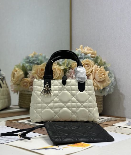 Christian Dior CD Toujours Handbag White & Black Small 1188