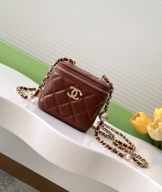 Chanel Cosmetic Bag Pearl Chain Lambskin AP4386