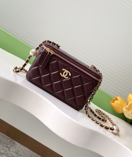 Chanel Cosmetic Bag Pearl Chain Lambskin AP4385