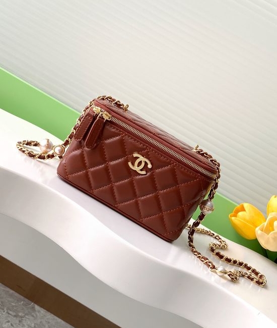 Chanel Cosmetic Bag Pearl Chain Lambskin AP4385