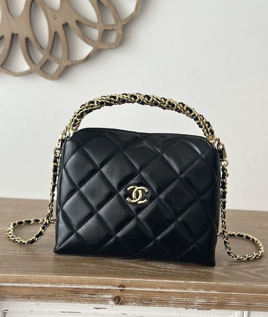 Chanel Hobo Lunch Bag Woven Handle Chain 66027