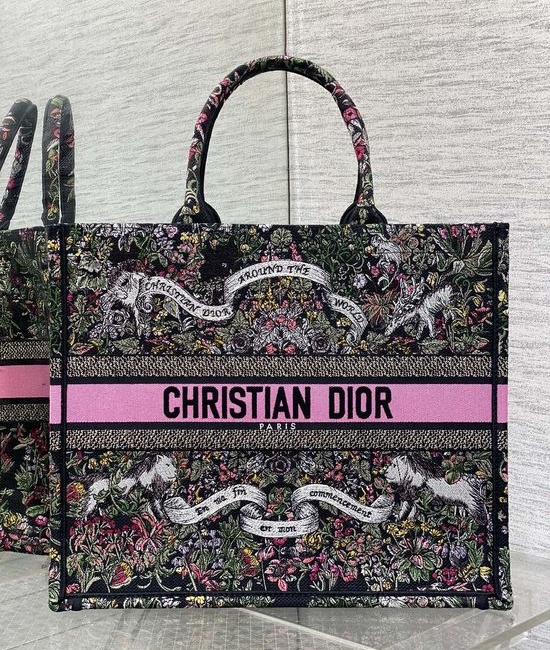 Christian Dior CD Tote Embroidery Pattern Large Capacity Bag 8001